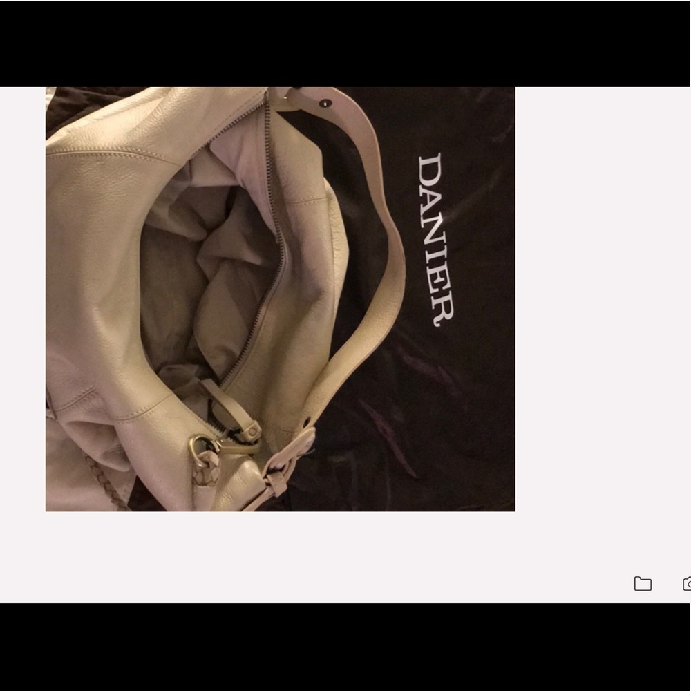 Danier Large Cream Pebbled Leather Shoulder Bag- brown cover not included